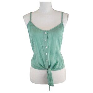 soft green front-tie cami / lightweight button crop top – women’s